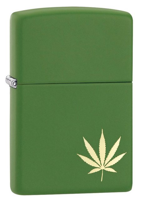 ZIPPO LIGHTER 29588 LEAF DESIGN LASER GREEN MATTE