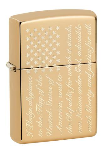 ZIPPO LIGHTER PLEDGE OF ALLEGIANCE DESIGN 49585