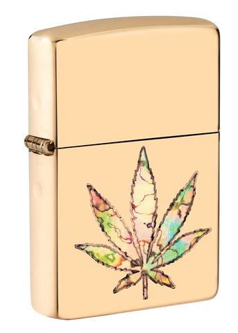 ZIPPO LIGHTER POT LEAF FUSION DESIGN GOLD 49240