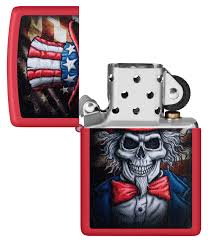 ZIPPO LIGHTER UNCLE SAM SKULL DESIGN