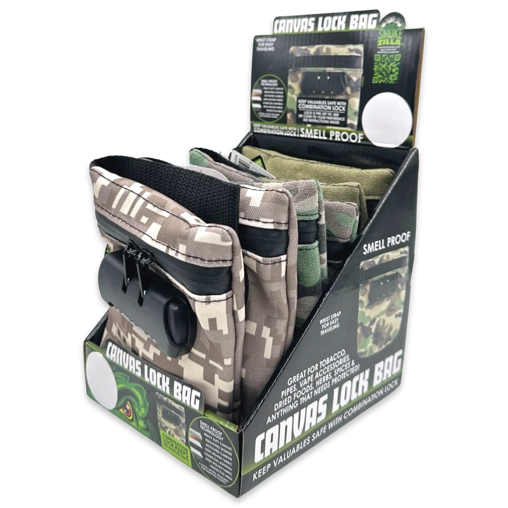 SMOKEZILLA SMELL PROOF CANVAS LOCKING STORGE BAG BOX OF 6