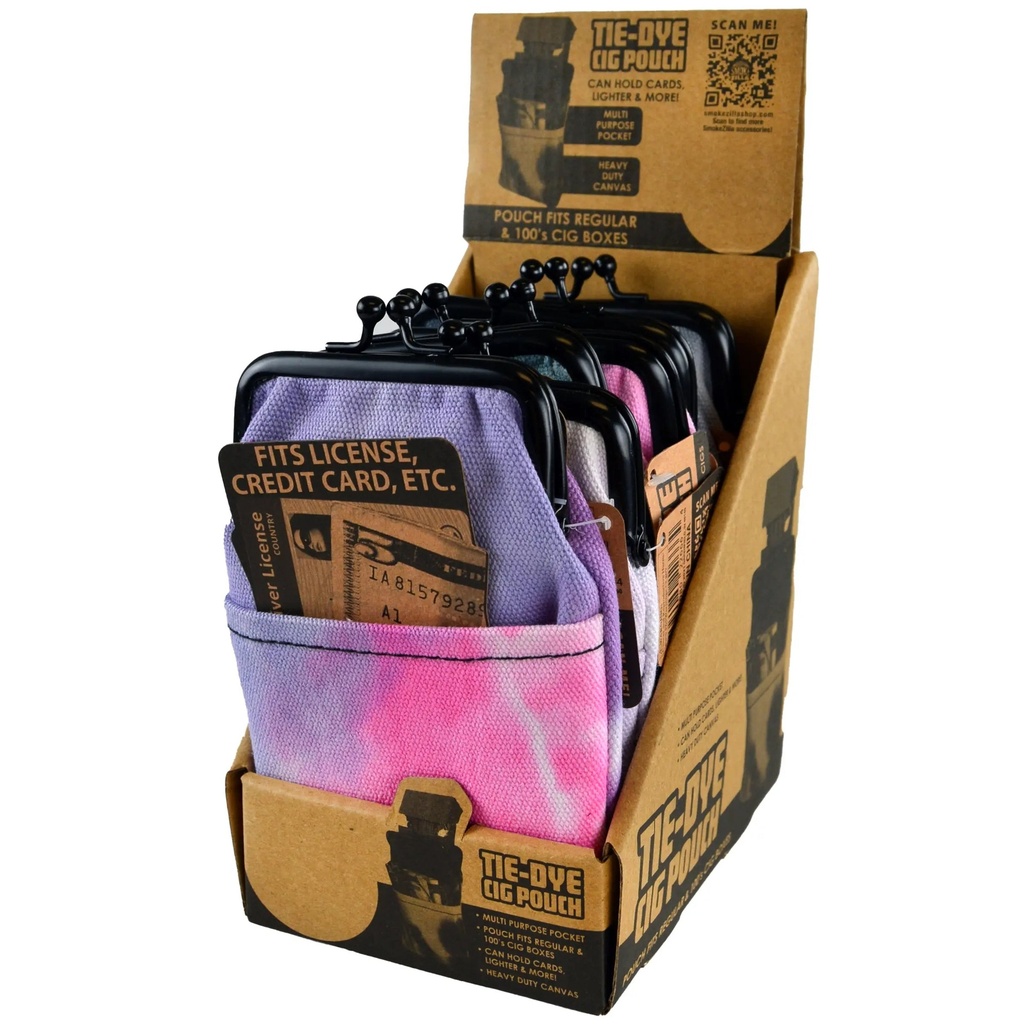 SMOKEZILLA CANVAS TIE DYE CIGARETTE POUCH BOX OF 6