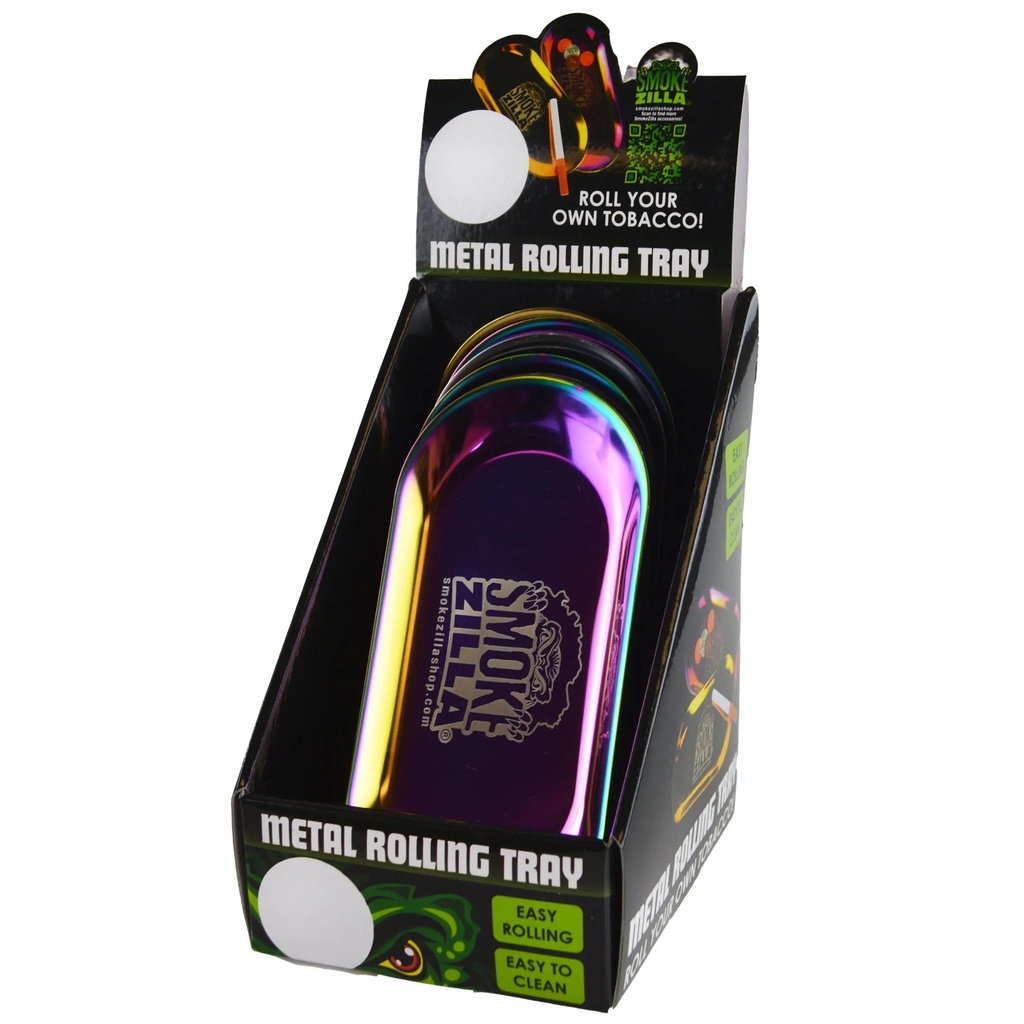 SMOKEZILLA METAL SKATEBOARD ROLLING TRAY BOX OF 6