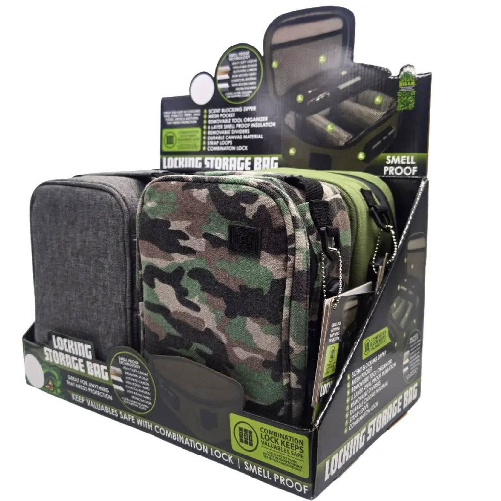 NOVELTY SMELL PROOF CANVAS LOCK BAG W/TOOL ORGANIZER BOX OF 4