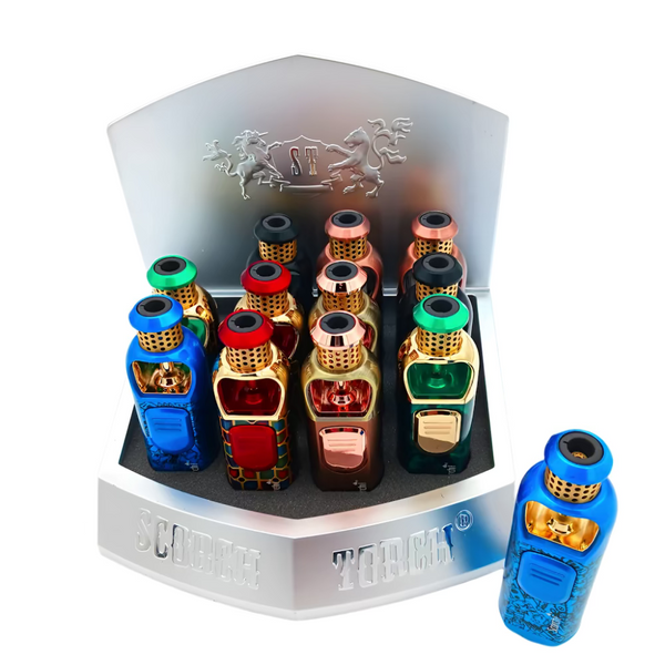 SCORCH TORCH LIGHTER POWERFUL SINGLE TORCH W/FLAM LOCK ASST 12CT