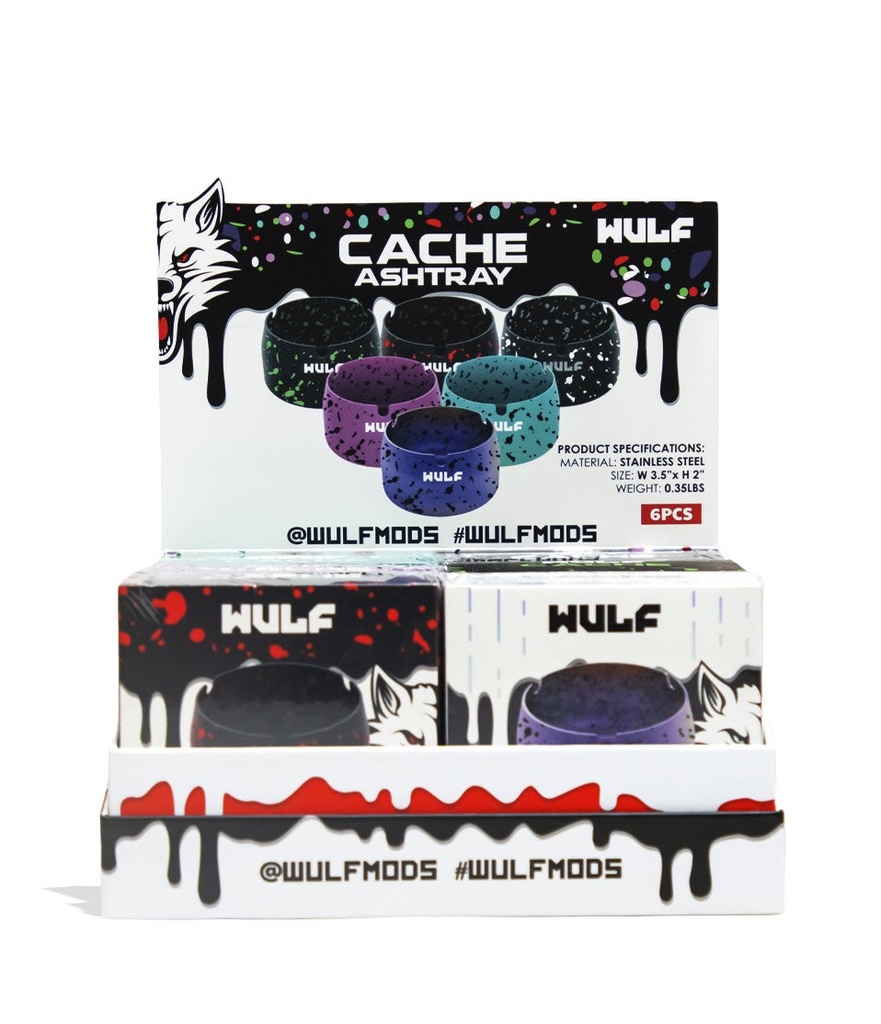WULF MODS CACH ASHTRAY DISPLAY OF 6
