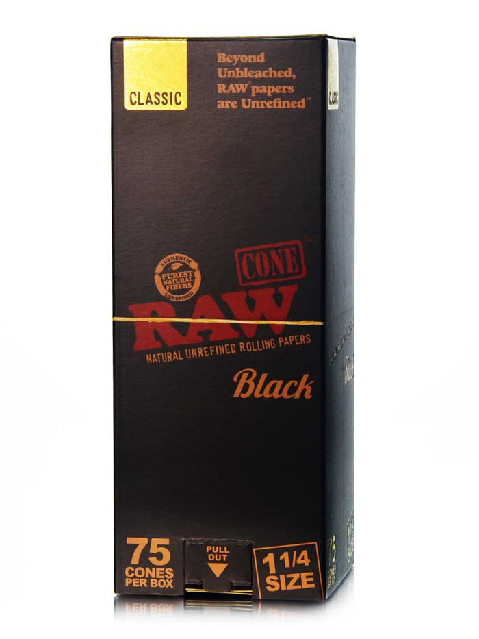 RAW CONE BLACK 1 14/ PRE ROLL 75CT