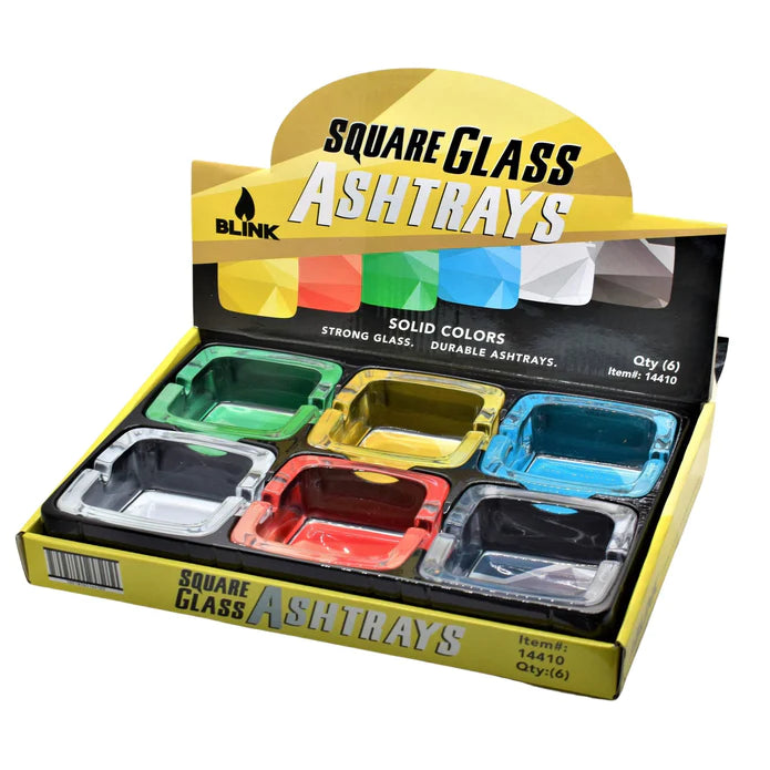 BLINK SQUARE GLASS ASHTRAY BOX OF 6