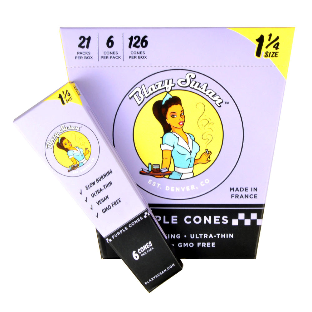 BLAZY SUSAN 1 1/4 PURPLE  CONES 6CT BOX OF 21