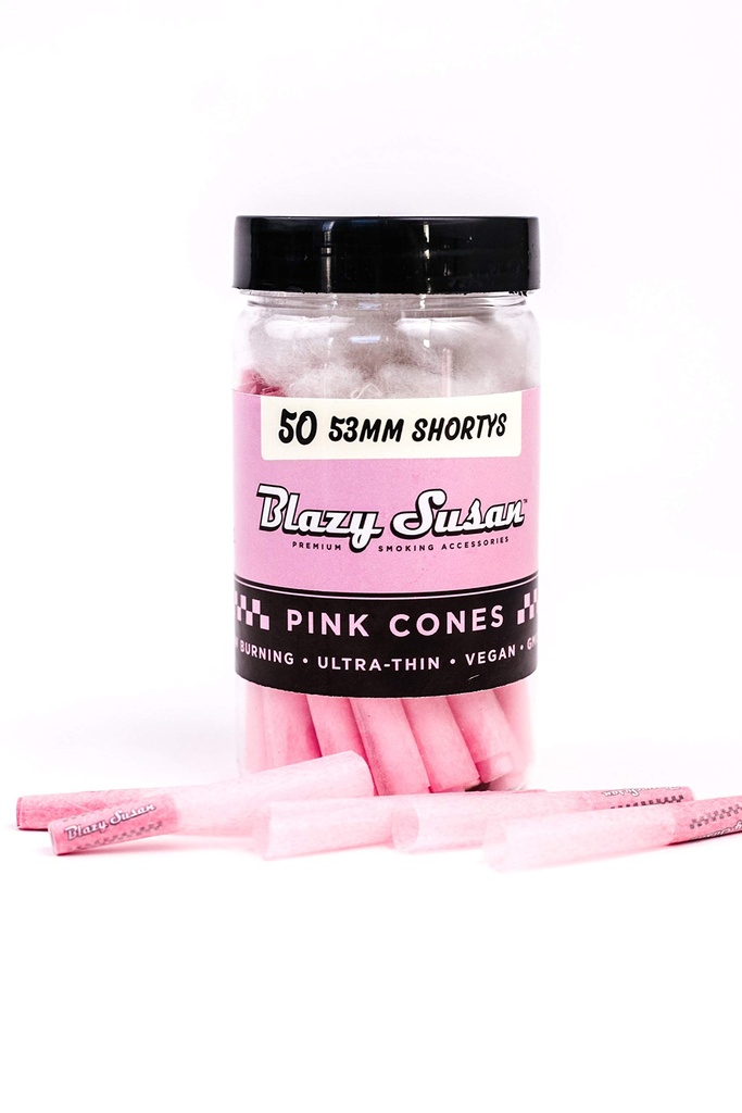 BLAZY SUSAN 50MM PINK CONES 36CT PER JAR