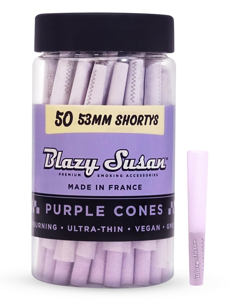 BLAZY SUSAN 53MM PURPLE CONES 36CT PER JAR