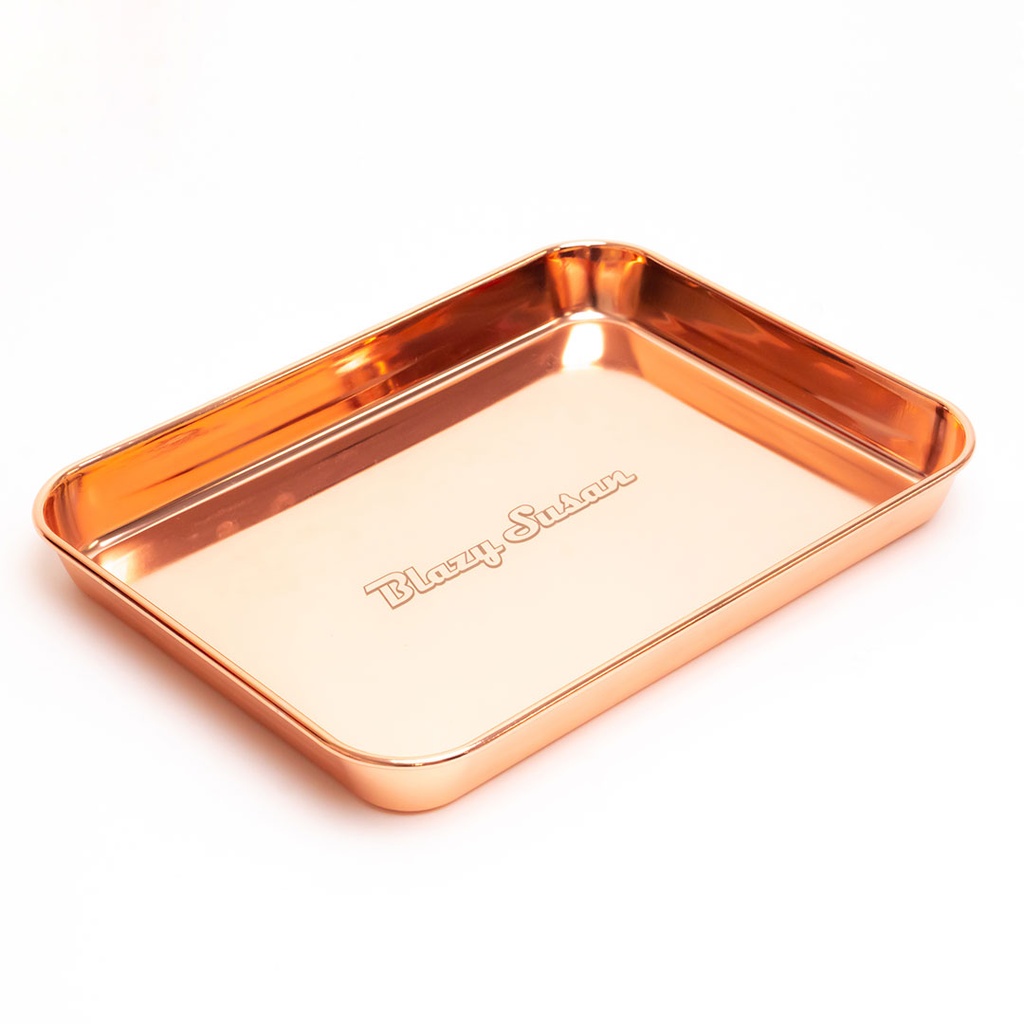 BLAZY SUSAN STAINLESS STEEL ROLLING TRAY (ROSE GOLD)