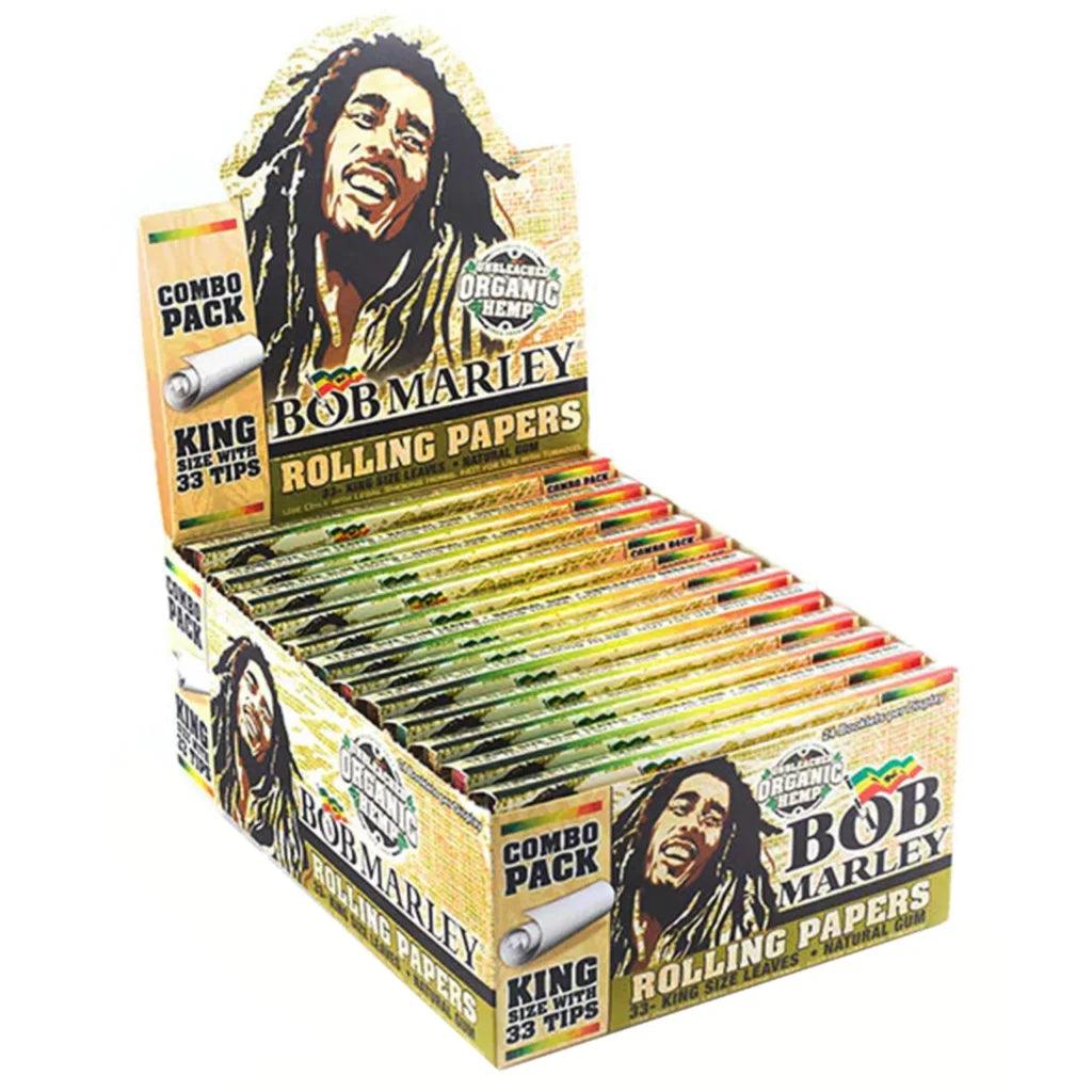 BOB MARLEY COMBO PACK UNBLEACHED ORGANIC HEMP KINGSIZE ROLLING PAPER WITH 33 TIPS