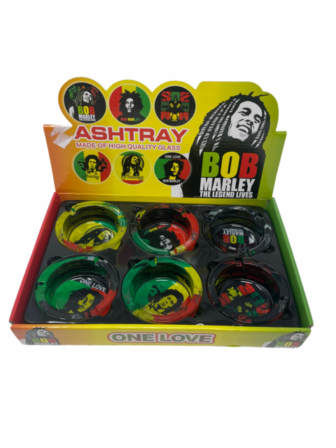 BOB MARLEY GLASS ASHTRAY BOX OF 6