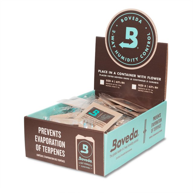 BOVEDA 62% RH 2-WAY HUMIDITY CONTROL 0.5OZ SIZE 4 BOX OF 125