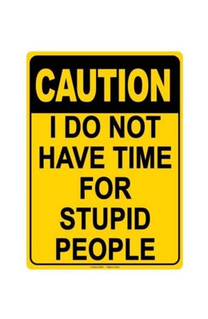 CAUTION I DO NOT HAVE TIME FOR STUPID PEOPLE TIN METAL POSTER