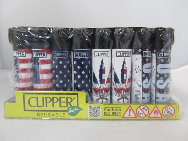 CLIPPER LIGHTERS USA FLAG DESIGN BOX OF 48