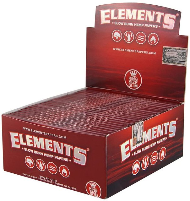 ELEMENTS RED KINGSIZE SLIM 33CT BOX OF 50