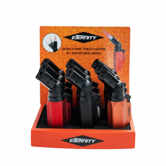 ETERNITY ADJUSTABLE 4 FLAME TORCH LIGHTER LT-D131 BOX OF 9