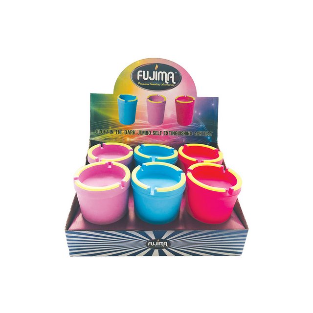 FUJIMA EX18 GLOW IN THE DARK JUMBO SELF EXTINGUISHING ASHTRAY BOX OF 6