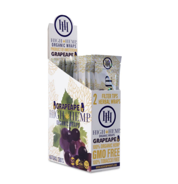 HIGH HEMP ORGANIC WRAPS GRAPEAPE BOX OF 25