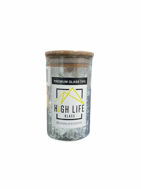 HIGH LIFE GLASS TIP 8MM (GT-HLG 8MM) CLEAR 100CT