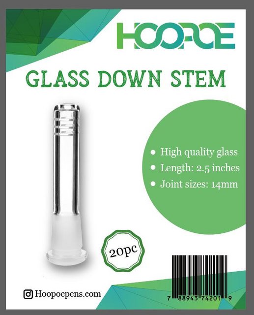 HOOPOE GLASS DOWN STEM 4" 14MM 20CT