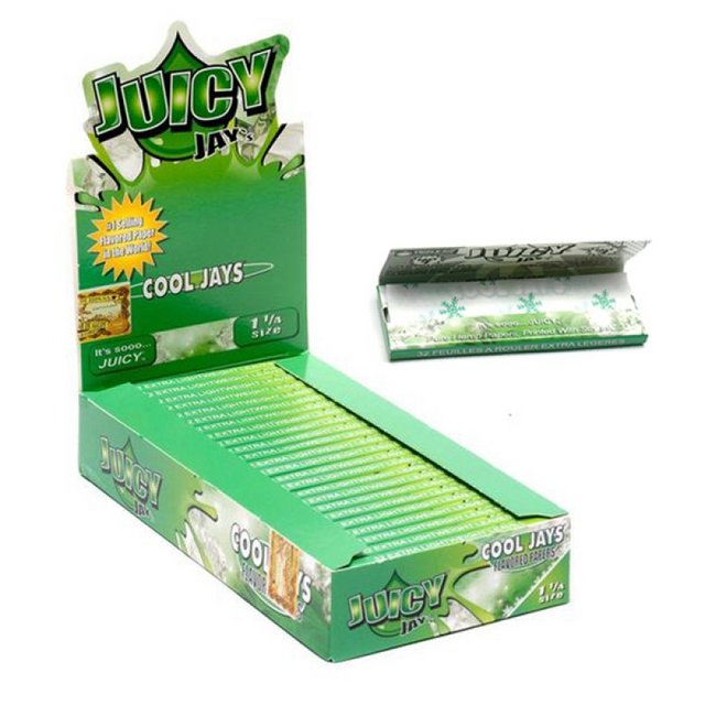 JUICY JAY 1.25 COOL JAY'S FLAVORED ROLLING PAPER 24 PER BOX