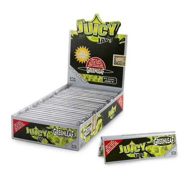 JUICY JAY 1.25 GREEN LEAF FLAVORED ROLLING PAPER 24 PER BOX