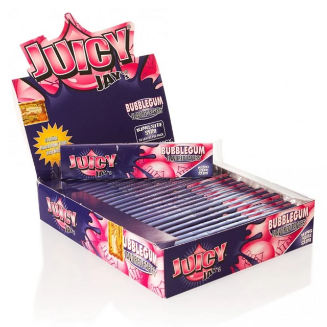 JUICY JAY KINGSIZE SLIM BUBBLEGUM ROLLING PAPER 24 PER BOX