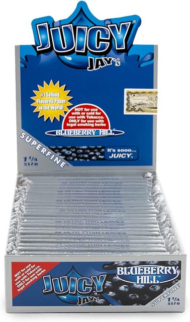 JUICY JAY'S 1.25 ROLLING PAPER BLUEBERRY HILL BOX OF 24