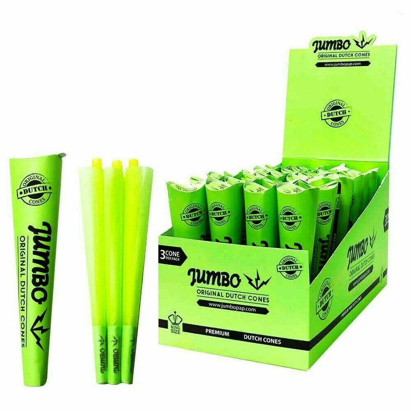 JUMBO KING SIZE GREEN DUTCH CONES 3CT BOX OF 32