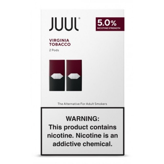 JUUL PODS VIRGINIA TOBACCO 5% 2 PACK BOX OF 8