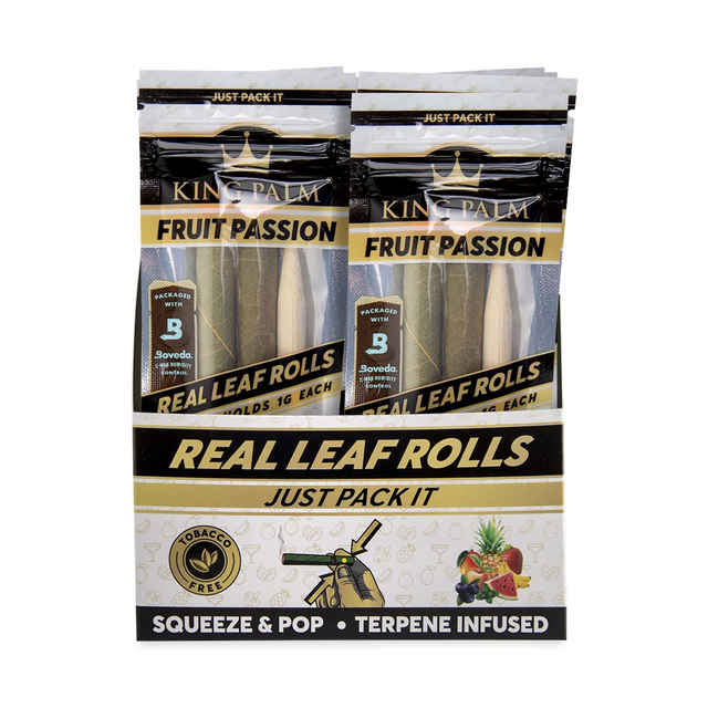 KING PALM 2 MINIS 1G ROLLS FRUIT PASSION BOX OF 20