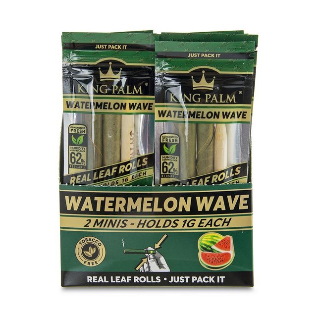 KING PALM 2 MINIS 1G ROLLS WATERMELON WAVE BOX OF 20