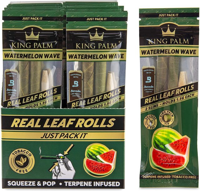 KING PALM 2 SLIM ROLLS 1.5G ROLLS WATERMELON WAVE BOX OF 20