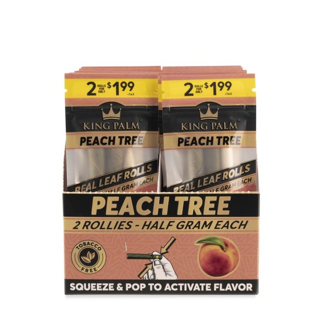 KING PALM FLAVORED ROLLIES HALF GRAM BOX OF 20 PEACH TREE