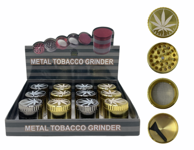 LION SMOKE 4 PARTS METAL TOBACCO GRINDER ZNG462 BOX OF 12