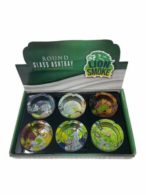 LION SMOKE ROUND ASHTRAY ASSORTED DESIGNS BOX OF 6