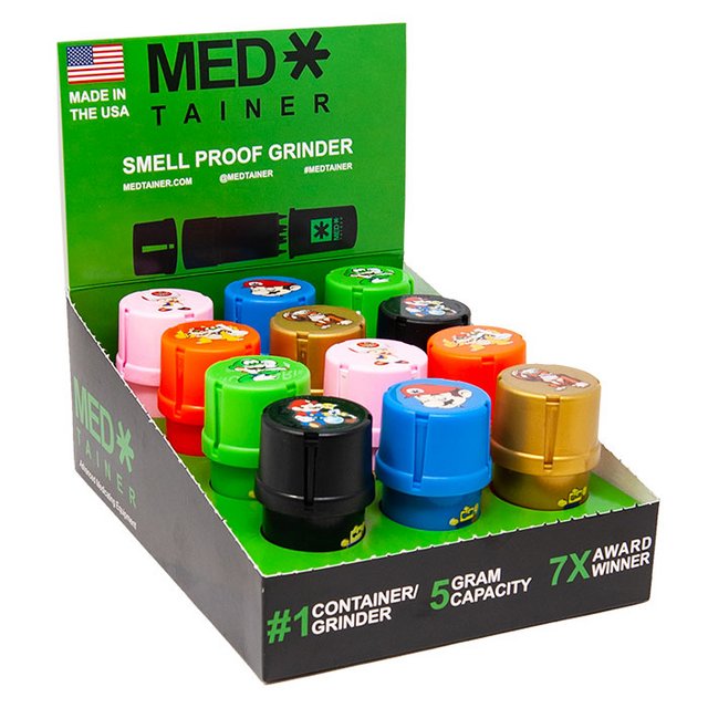 MED TAINER SUPER BROTHERS COLLECTION SMELL PROOF GRINDER BOX OF 12