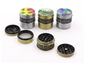 METAL TOBACCO GRINDER ZNG419 LEAFY DESIGN BOX OF 12