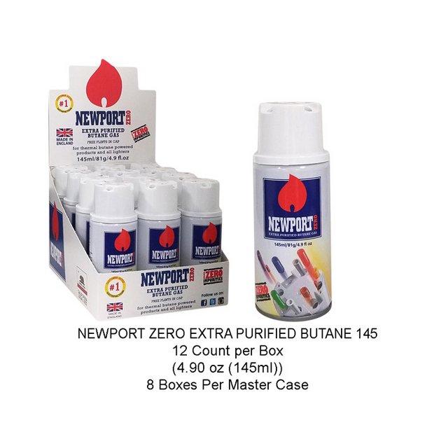 NEWPORT ZERO BUTANE 4.9OZ 145ML BOX OF 12