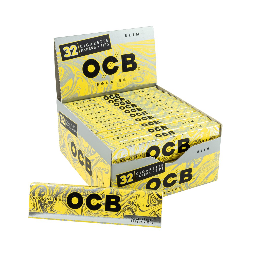 OCB SOLAIRE CIGARETTE PAPERS + TIPS SLIM BOX OF 24