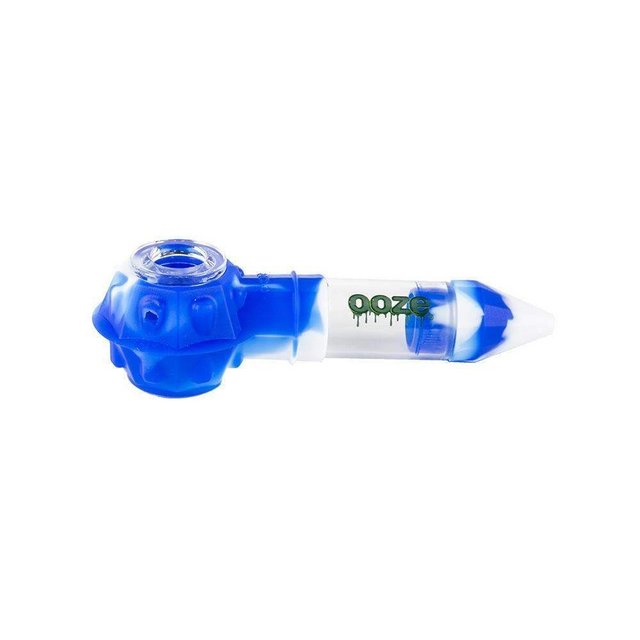 OOZE BOWSER PLATINUM CURED SILICONE PIPE 2 IN 1 BLUE & WHITE