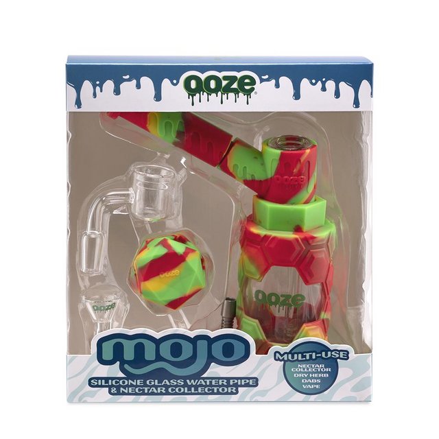 OOZE MOJO 4 IN 1 SILICONE WATER PIPE & NECTAR COLLECTOR RASTA 