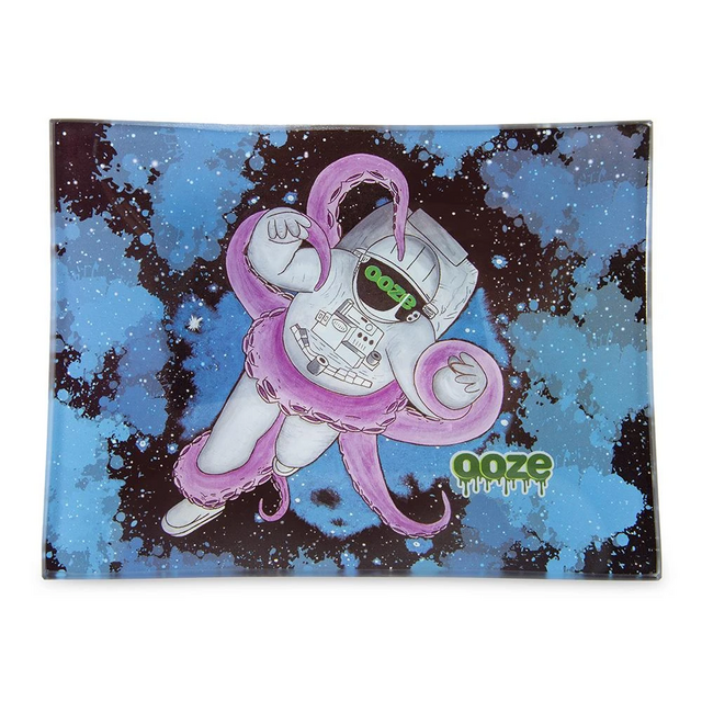 OOZE ROLLING TRAY SHATTER RESISTANT GLASS KOSMIC KRAKEN MEDIUM OOZ-567