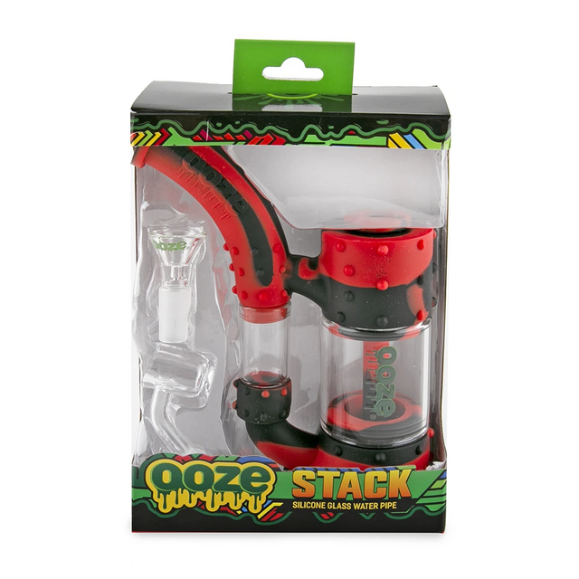 OOZE STACK SILICONE WATER PIPE RED BLACK