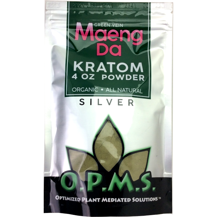 OPMS SILVER GREEN VEIN MAENG DA 4OZ POWDER BAG