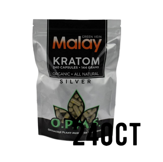 OPMS SILVER GREEN VEIN MALAY 144GM 240CT CAPSULES BAG