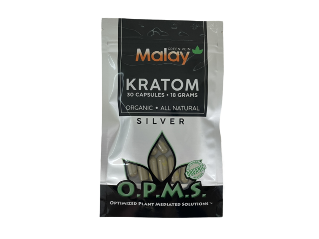 OPMS SILVER GREEN VEIN MALAY 18GM 30CT CAPSULES BAG